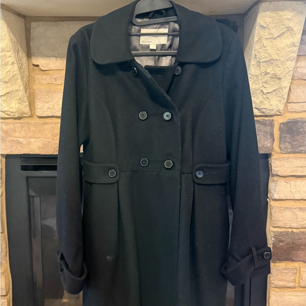 Old Navy Women's Black Double-Breasted Pea Coat